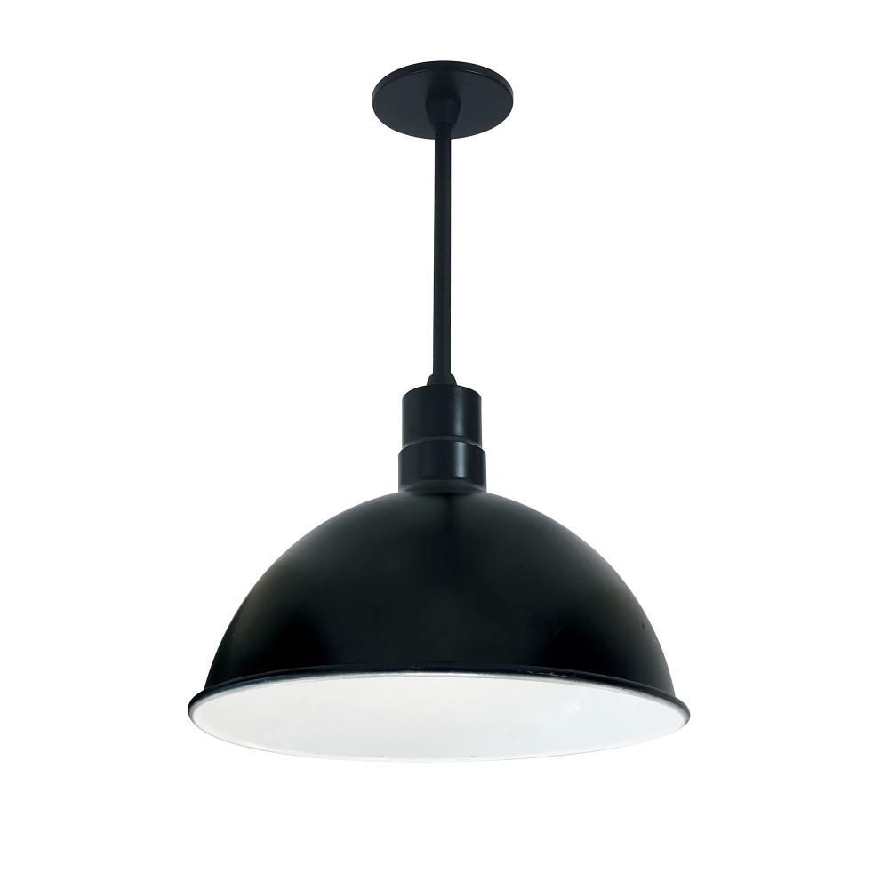 16" RLM 48" Stem Mounted LED Shade, 2500lm, 3000K, Black/White, 120V 0-10V/Triac/ELV & 277V