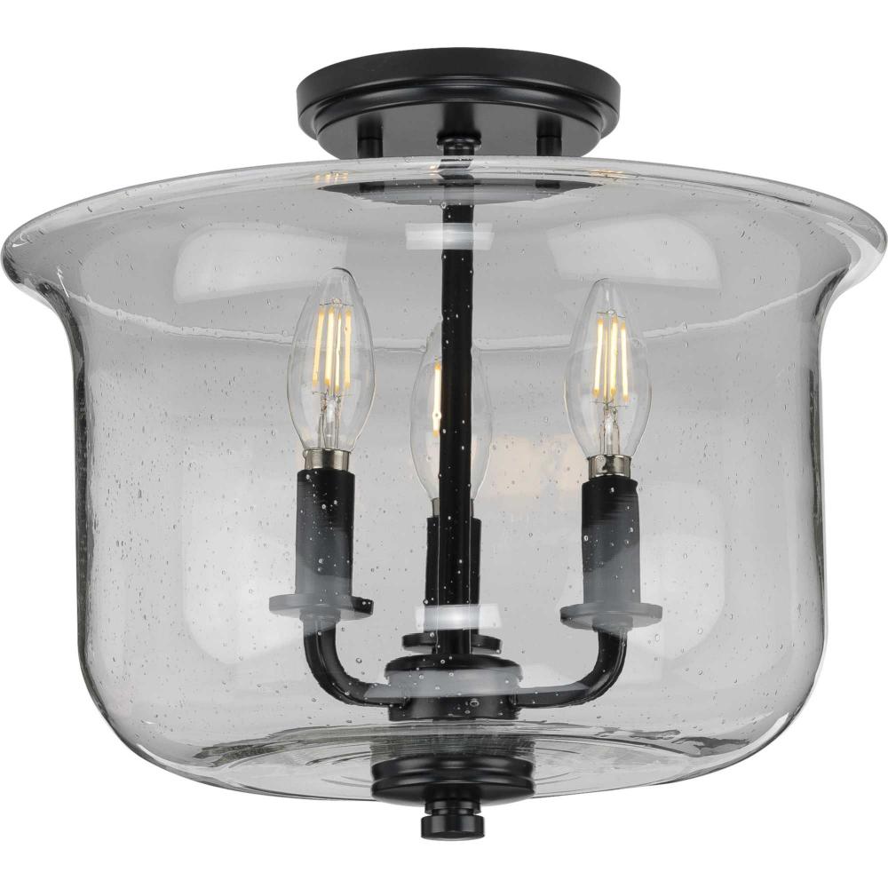 Winslett Collection Black Three-Light Semi-Flush Convertible