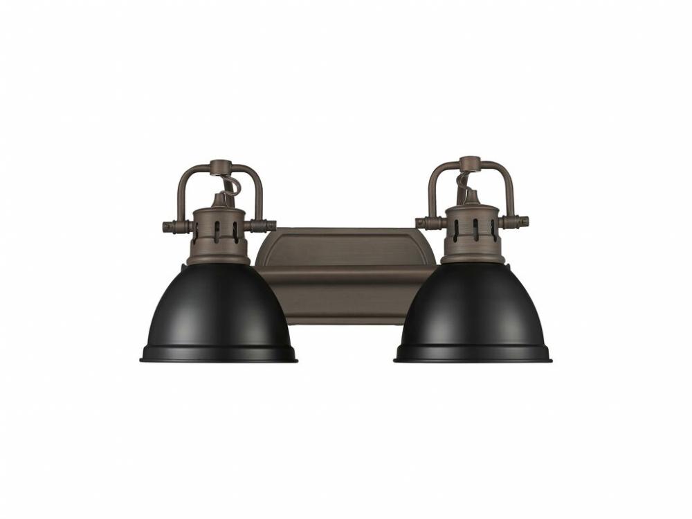 Duncan 2-Light Bath Vanity in Rubbed Bronze with Matte Black