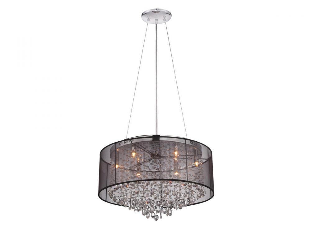 Riverside Dr. Round Black Organza Silk Shade And Crystal Dual Sconce
