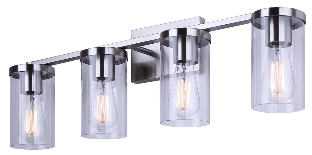 Britton 4-Light Vanity Fixture, 28 inch, Brushed Nickel Finish