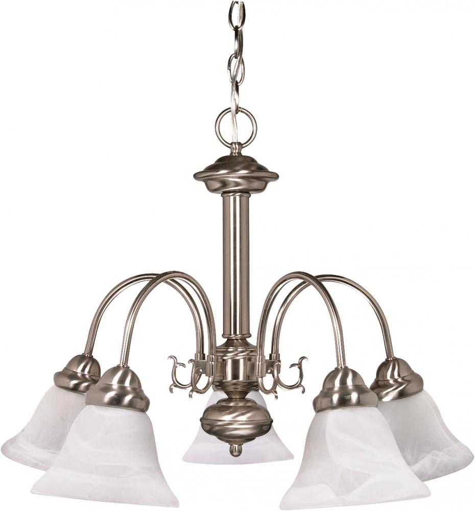 Ballerina - 5 Light Chandelier with Alabaster Glass - Brushed Nickel Finish