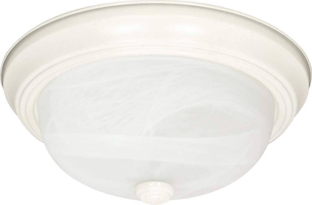 3 Light - 15" Flush with Alabaster Glass - Textured White Finish