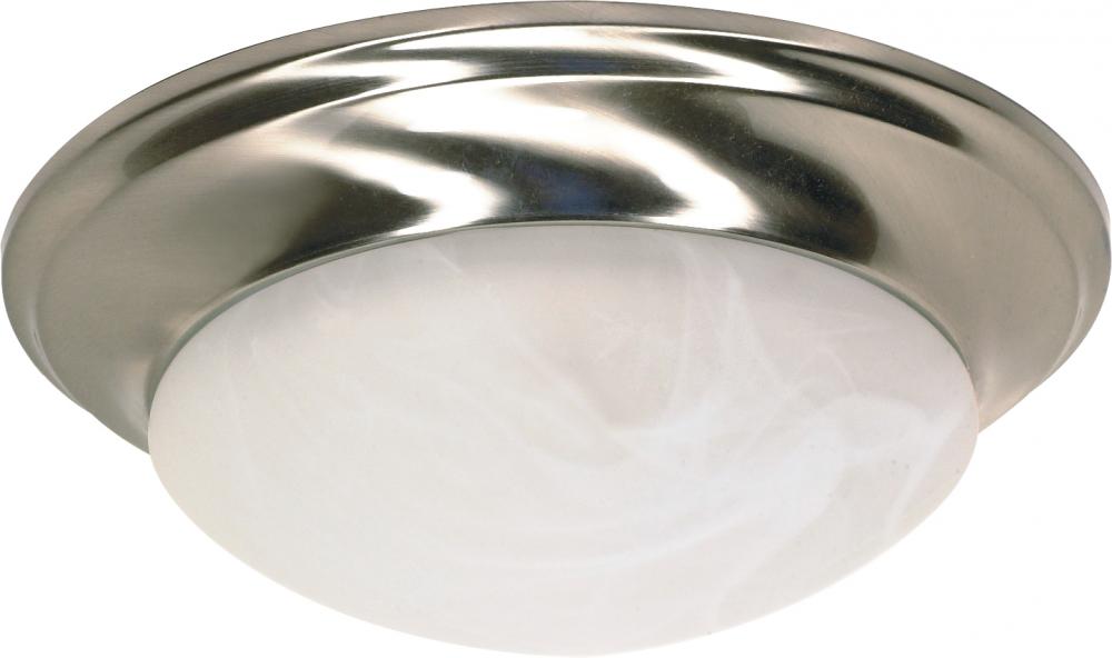 1 Light - 12" Flush with Alabaster Glass - Brushed Nickel Finish