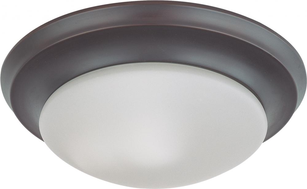 1 Light - 12" Flush with Frosted White Glass - Mahogany Bronze Finish