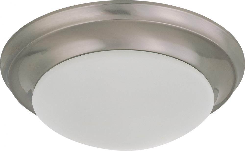1 Light - 12" Flush with Frosted White Glass - Brushed Nickel Finish