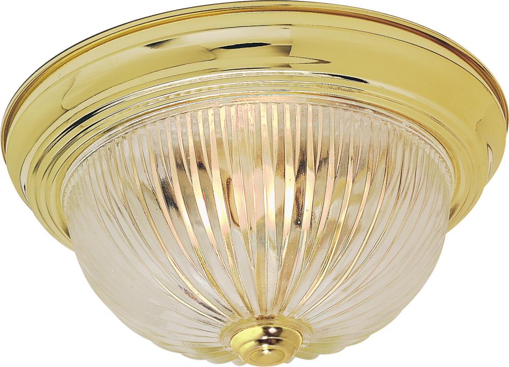2 Light - 11" - Flush Mount - Clear Ribbed Glass; Color retail packaging