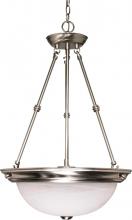 Nuvo 60/203 - 3 Light - 15" Pendant with Alabaster Glass - Brushed Nickel Finish
