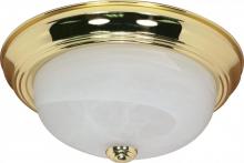 Nuvo 60/214 - 2 Light - 13" Flush with Alabaster Glass - Polished Brass Finish