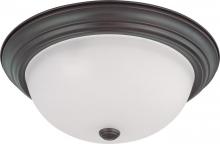 Nuvo 60/3147 - 3 Light - 15" Flush with Frosted White Glass - Mahogany Bronze Finish