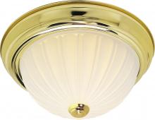 Nuvo SF76/128 - 3 Light - 15" Flush with Frosted Melon Glass - Polished Brass Finish