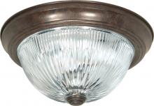 Nuvo SF76/608 - 3 Light - 15" Flush with Ribbed Glass - Old Bronze Finish