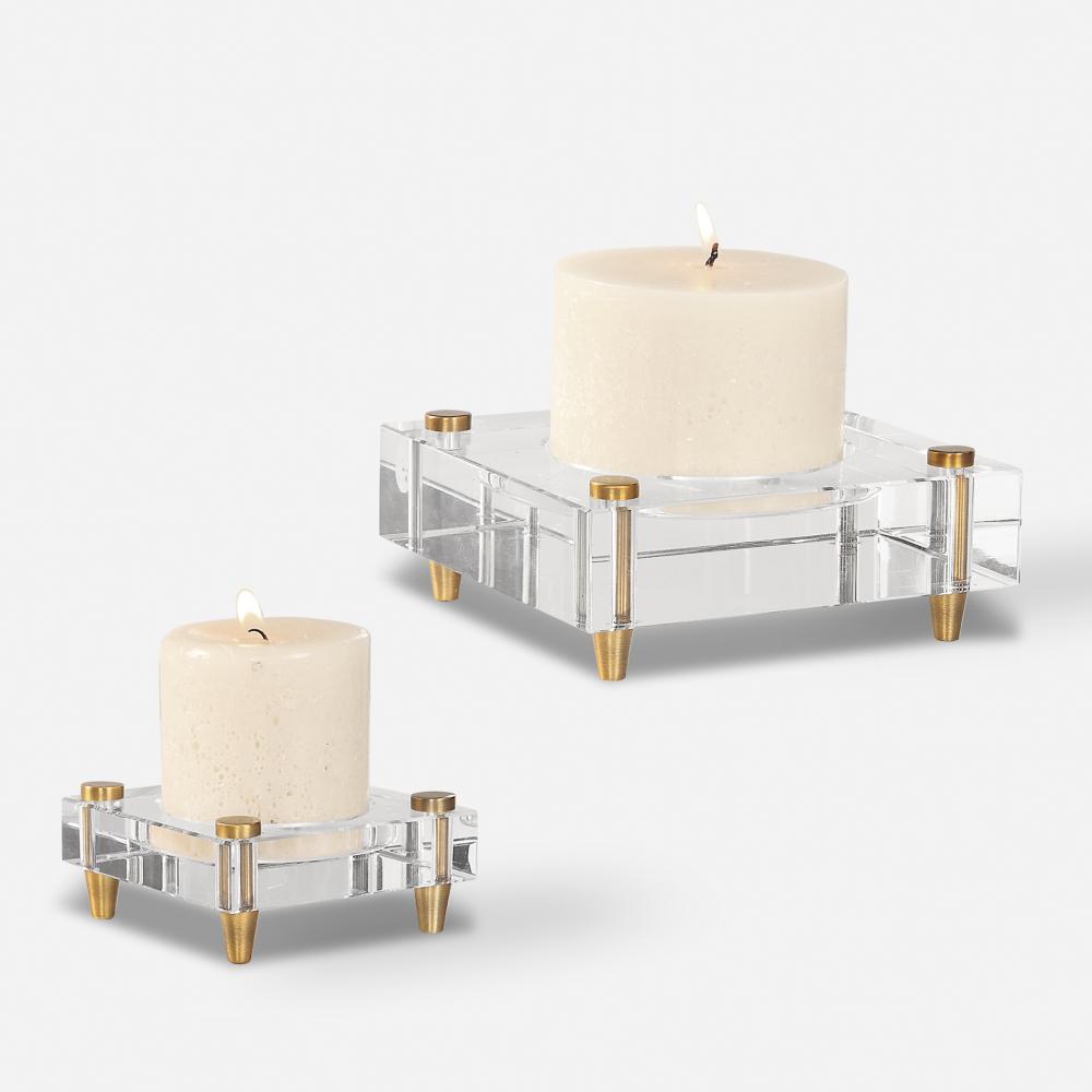 Uttermost Claire Crystal Block Candleholders, S/2