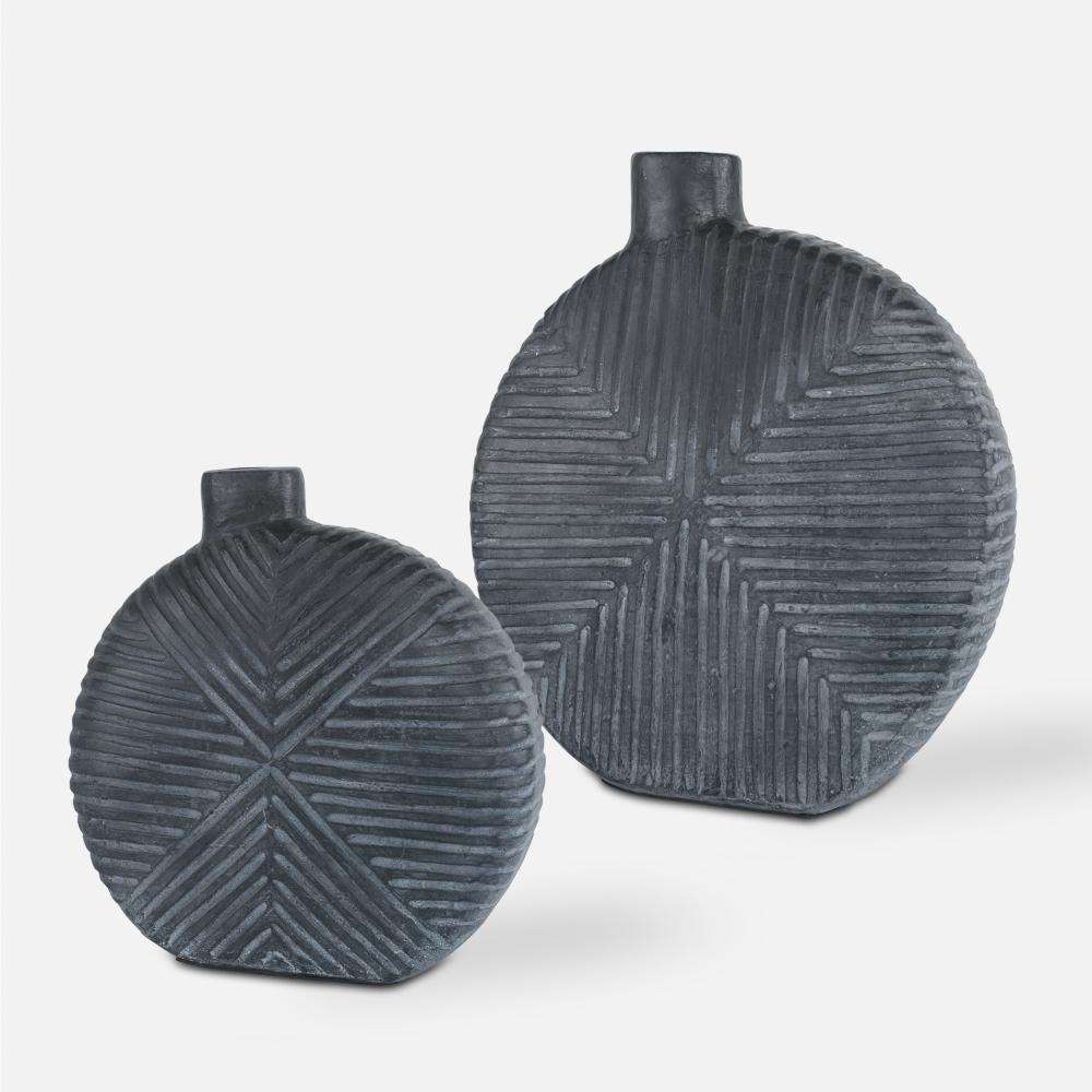 Uttermost Viewpoint Aged Black Vases Set/2