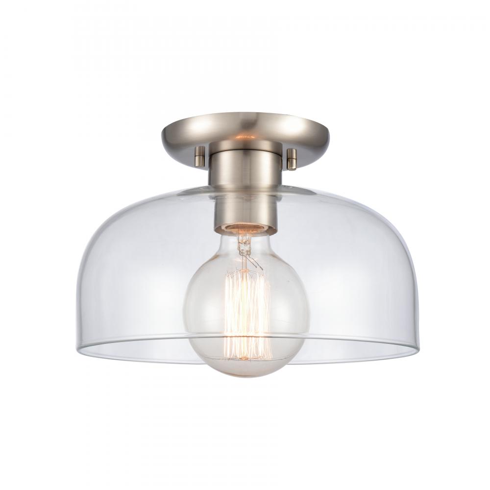 Brewer 10'' Wide 1-Light Semi Flush Mount - Brushed Nickel